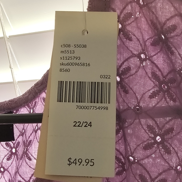 Lavender Eyelet Women Top 22/24 - Picture 3 of 5